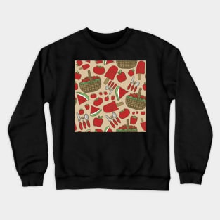 Red Picnic Pattern Food Crewneck Sweatshirt